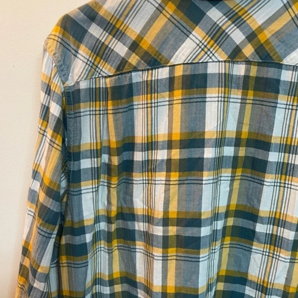 The North Face Mens Plaid‎ Button Down Shirt Yellow Blue Medium